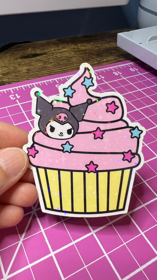 Kuromi Cupcake Sticker - Die Cut