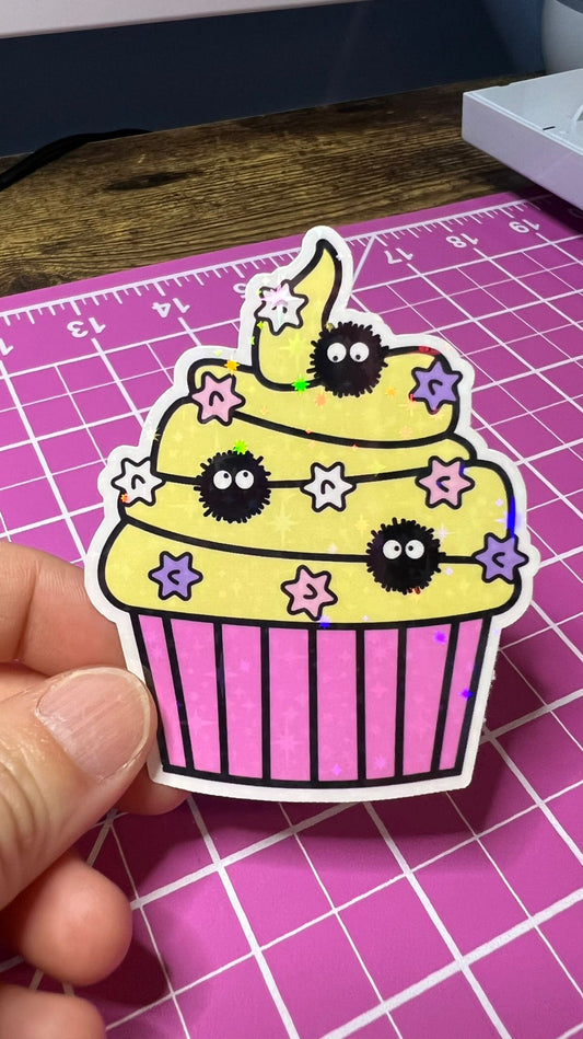 Soot Sprite Cupcake Sticker - Die Cut