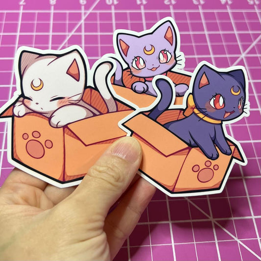 Sailor Moon Cats - Luna, Diana, Artemis in Boxes - Die Cut