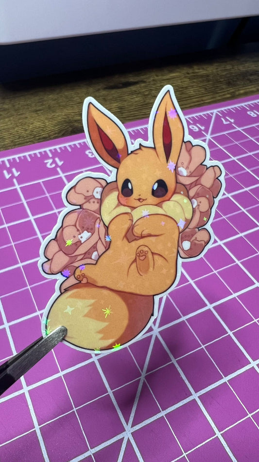 Eevee with Flowers - Die Cut Sticker