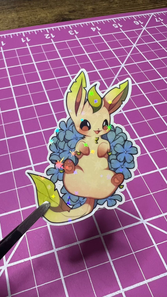 Leafeon with Flowers - Die Cut Sticker