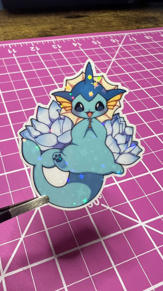 Vaporeon with Flowers - Die Cut Sticker