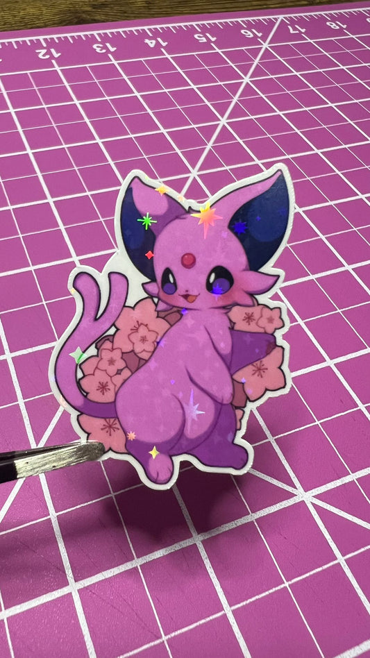 Espeon with Flowers - Die Cut Sticker