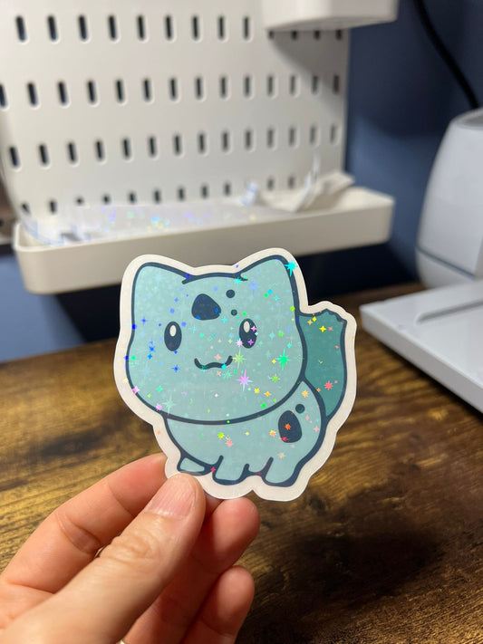 Bulbasaur Die Cut Sticker - Cute Grass Pokemon Sticker - Kanto Starter - Great for Bottles, Calendars, Notebooks, Folders!  - Weatherproof