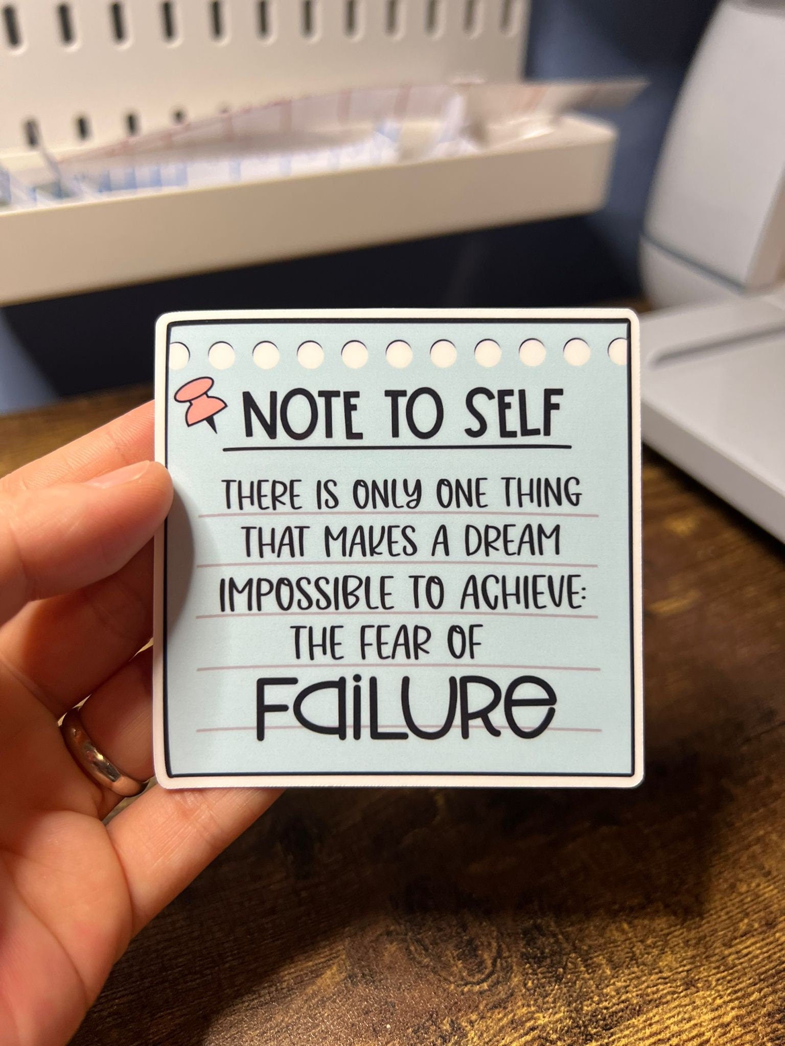 Don't Fear Failure Motivational Sticker - Happy Notebook Paper Message - Self Care Reminder - Bottles, Calendars, Notebooks, Folders!