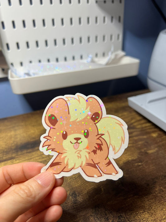 Growlith Die Cut Sticker - Cute Fire Pokemon Sticker - Great for Bottles, Calendars, Notebooks, Folders!  - Weatherproof