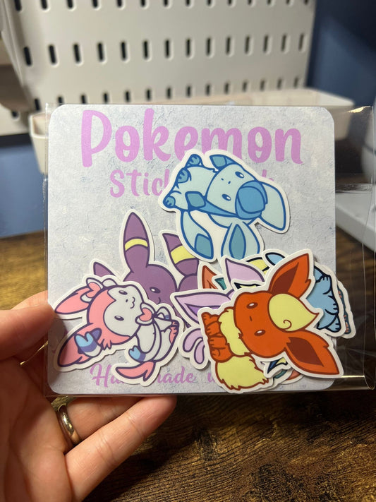 Full Set Cute Eeveelution Sticker Pack - All Evolutions - Leafeon, Flareon, Umbreon, Espeon, Sylveon, Jolteon, Glaceon, Vaporeon, Eevee