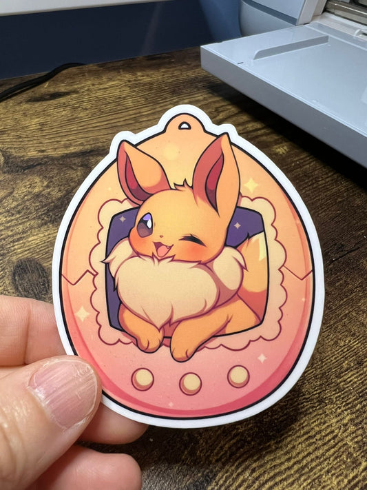 Eevee Tamagotchi Die Cut Sticker - Eeveelutions Pokemon Sticker - Great for Bottles, Calendars, Notebooks, Folders!  - Weatherproof