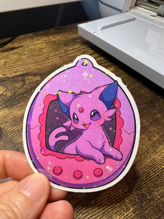 Espeon Tamagotchi Die Cut Sticker - Eeveelutions Pokemon Sticker - Great for Bottles, Calendars, Notebooks, Folders!  - Weatherproof