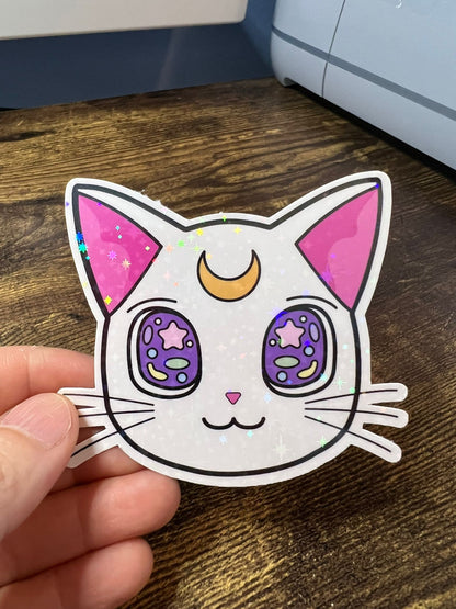 Retro Sailor Moon Cat Stickers - Die Cut - Luna, Artemis, Diana - Great for Water Bottles, Notebooks, Folders, Laptops, and More