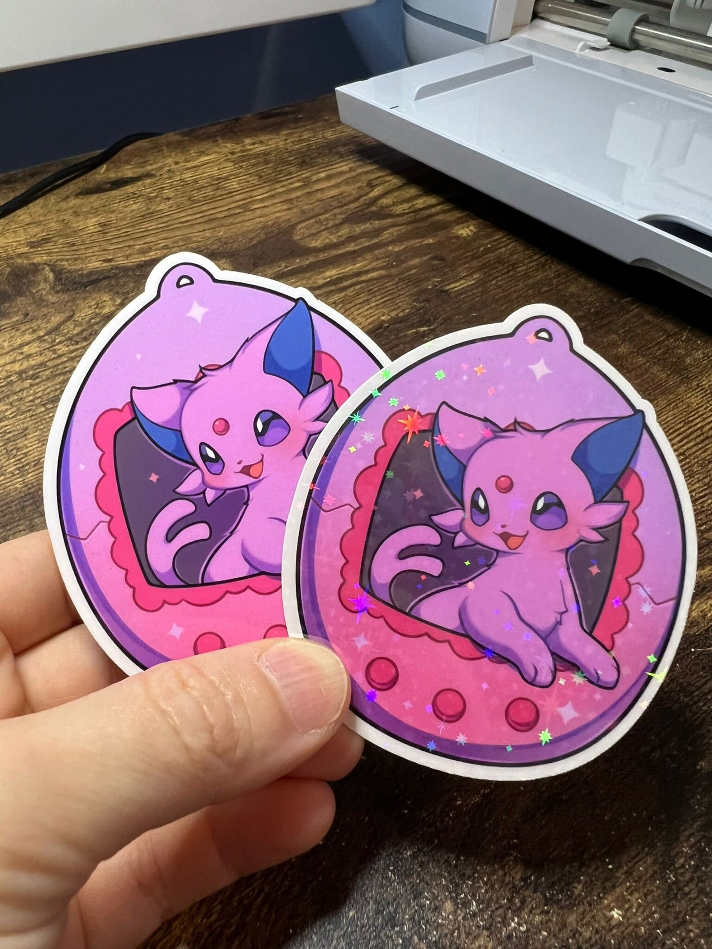 Sylveon Tamagotchi Die Cut Sticker - Eeveelutions Pokemon Sticker - Great for Bottles, Calendars, Notebooks, Folders!  - Weatherproof