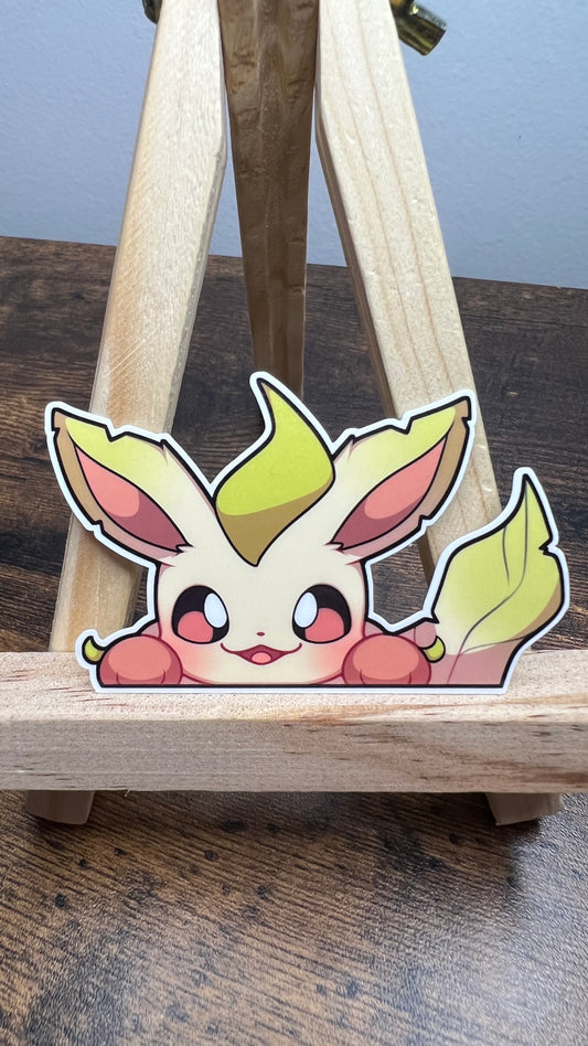 Peeker Leafeon - Die Cut Sticker