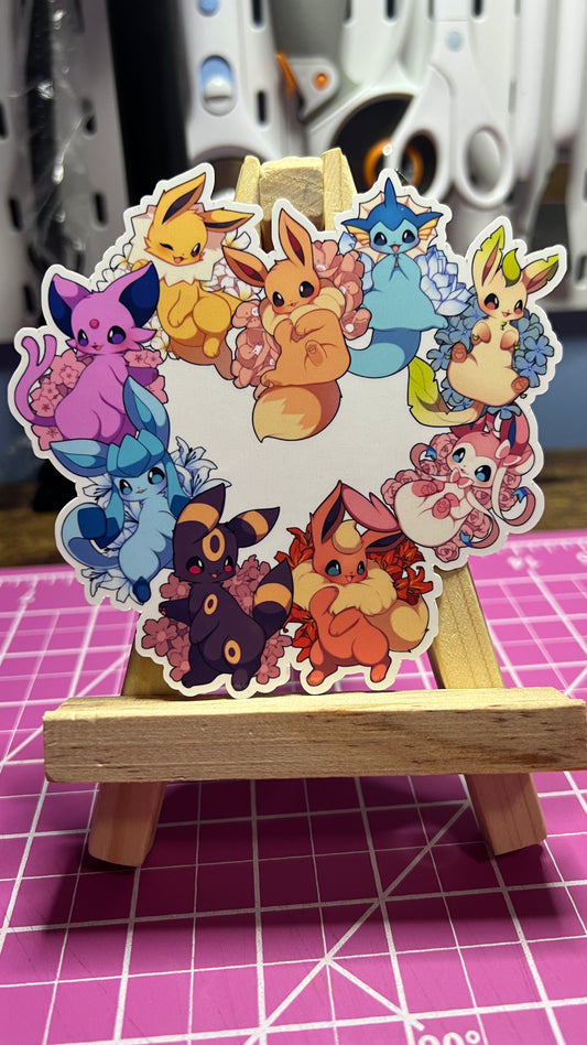 Flower Eeveelutions Heart Sticker - Die Cut