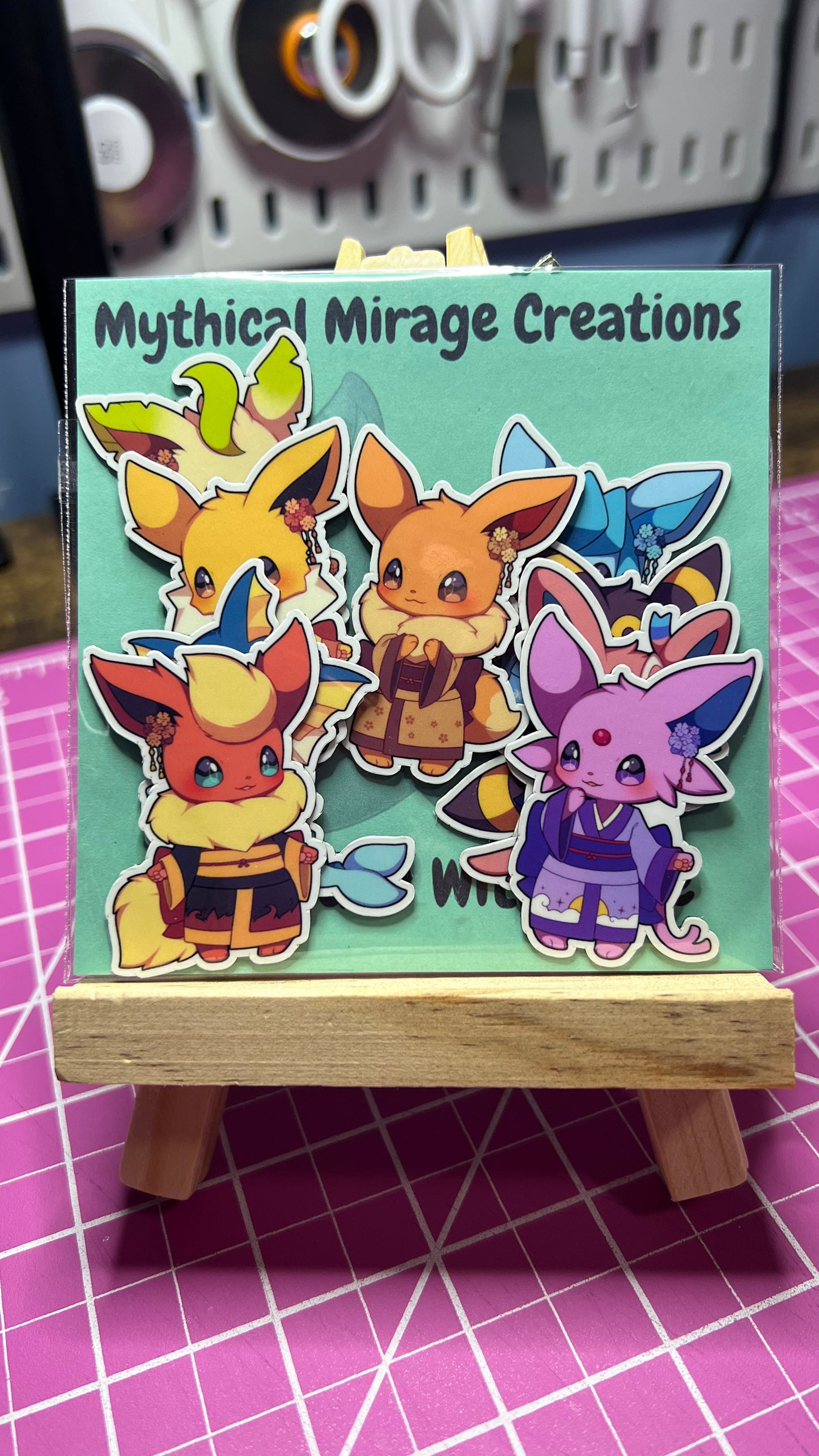 Kimono Eeveelutions Small Eeveelutions Pokemon Sticker Pack - Die Cut