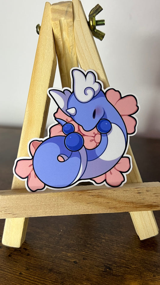 Dragonair with Flowers - Die Cut Sticker