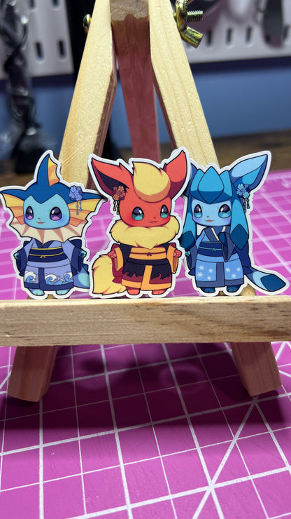 Kimono Eeveelutions Small Eeveelutions Pokemon Sticker Pack - Die Cut